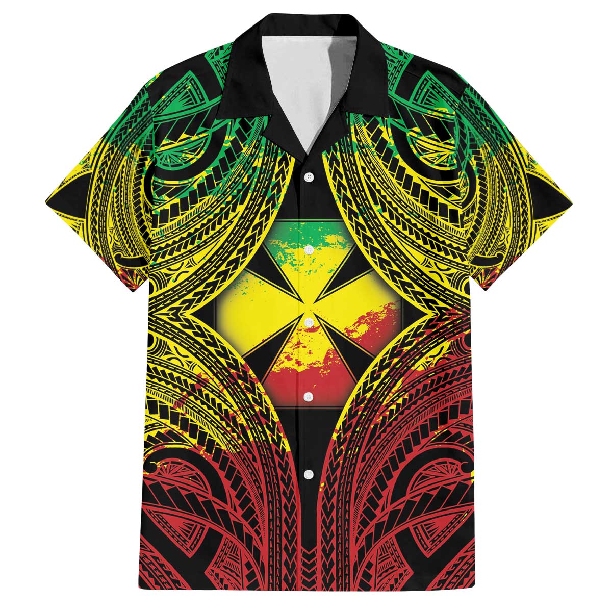 Personalised Wallis and Futuna Territory Day Family Matching Puletasi and Hawaiian Shirt Polynesian Pattern Simple Style LT05 Dad's Shirt - Short Sleeve Reggae - Polynesian Pride