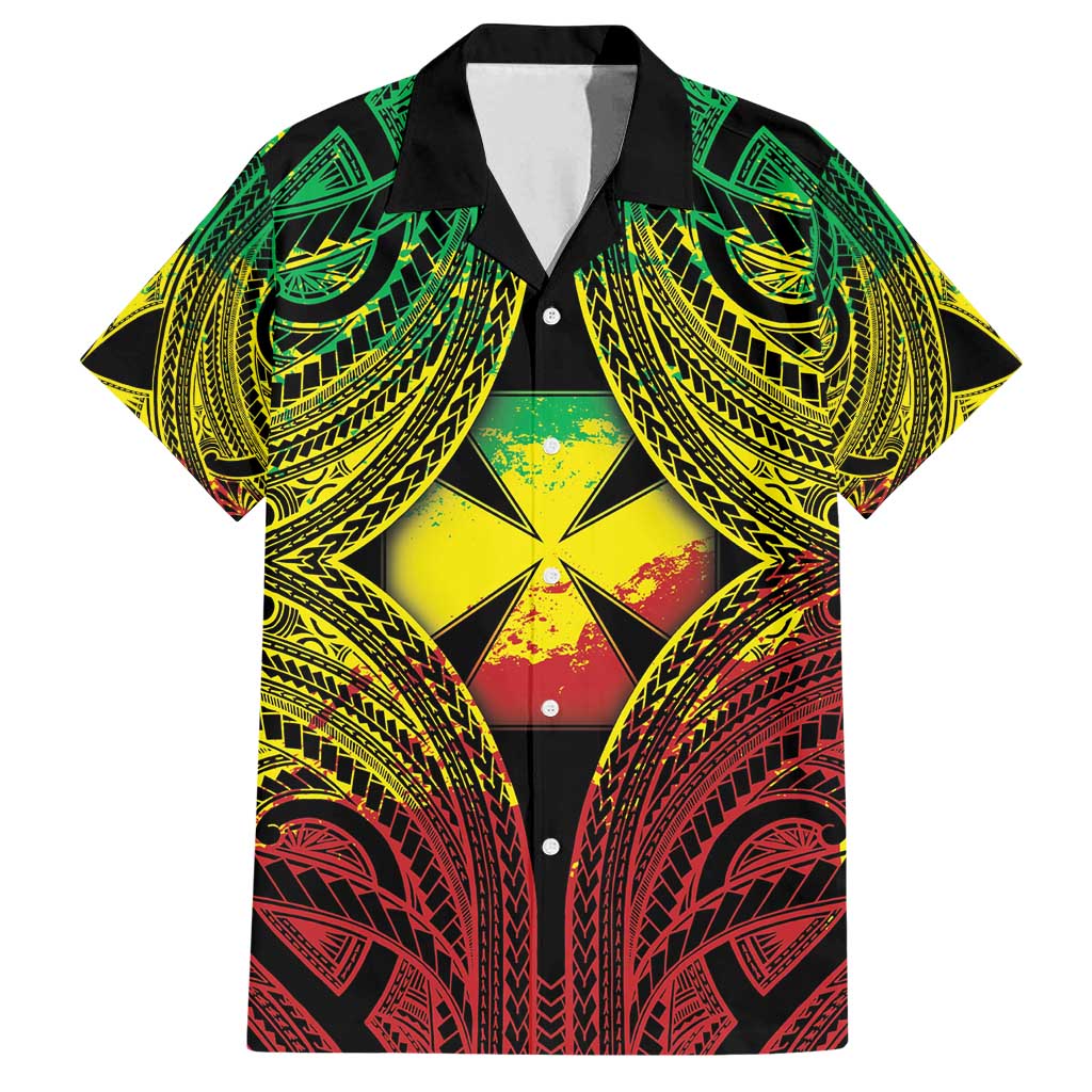 Personalised Wallis and Futuna Territory Day Family Matching Summer Maxi Dress and Hawaiian Shirt Polynesian Pattern Simple Style LT05 Dad's Shirt - Short Sleeve Reggae - Polynesian Pride