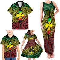 Personalised Wallis and Futuna Territory Day Family Matching Tank Maxi Dress and Hawaiian Shirt Polynesian Pattern Simple Style LT05 - Polynesian Pride