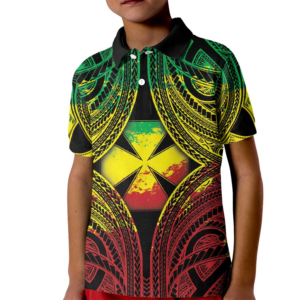 Personalised Wallis and Futuna Territory Day Kid Polo Shirt Polynesian Pattern Simple Style LT05 Kid Reggae - Polynesian Pride