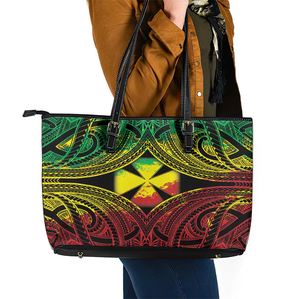 Wallis and Futuna Territory Day Leather Tote Bag Polynesian Pattern Simple Style LT05 - Polynesian Pride