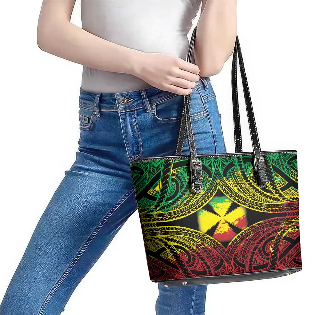 Wallis and Futuna Territory Day Leather Tote Bag Polynesian Pattern Simple Style LT05 - Polynesian Pride