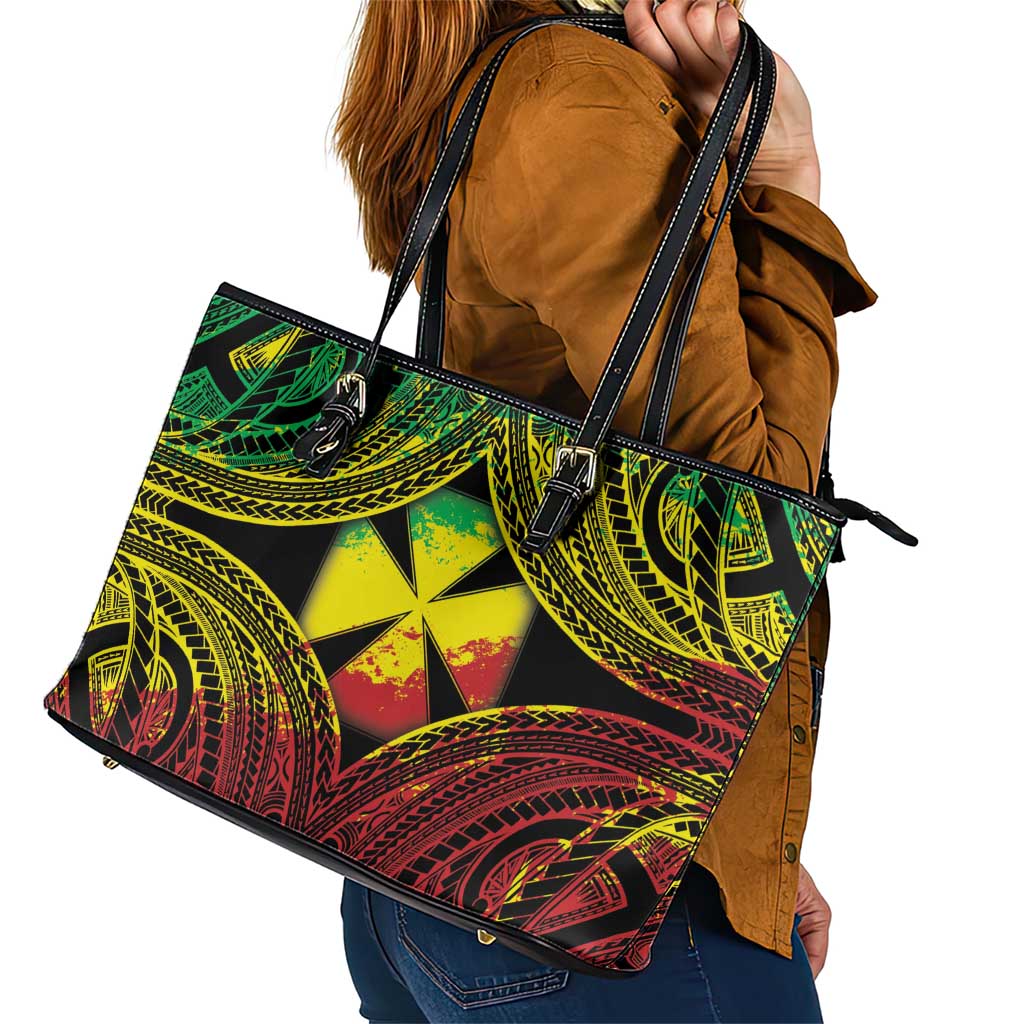 Wallis and Futuna Territory Day Leather Tote Bag Polynesian Pattern Simple Style LT05 - Polynesian Pride
