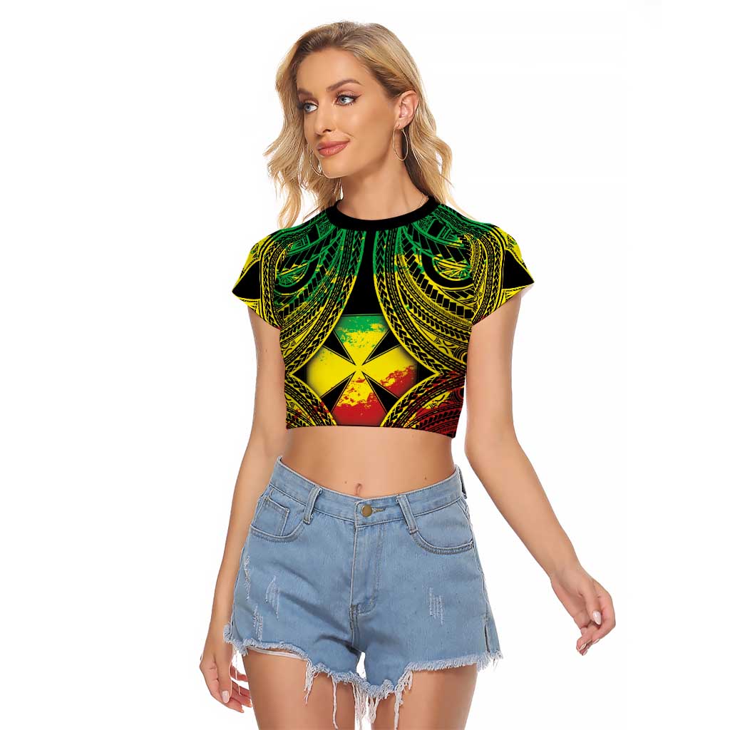 Personalised Wallis and Futuna Territory Day Raglan Cropped T Shirt Polynesian Pattern Simple Style LT05 Female Reggae - Polynesian Pride