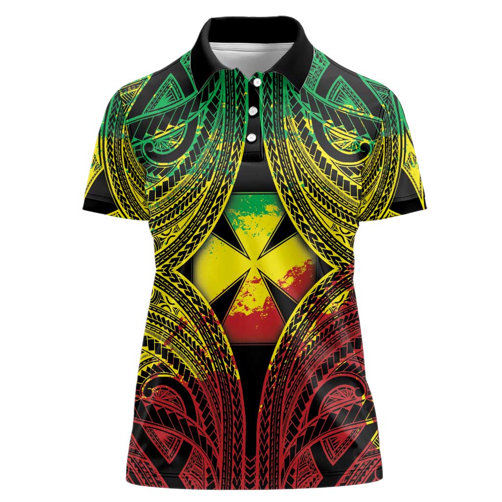 Personalised Wallis and Futuna Territory Day Women Polo Shirt Polynesian Pattern Simple Style