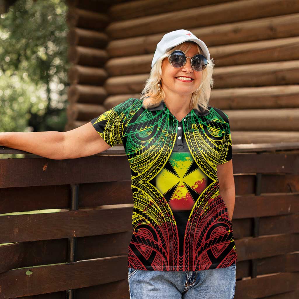 Personalised Wallis and Futuna Territory Day Women Polo Shirt Polynesian Pattern Simple Style