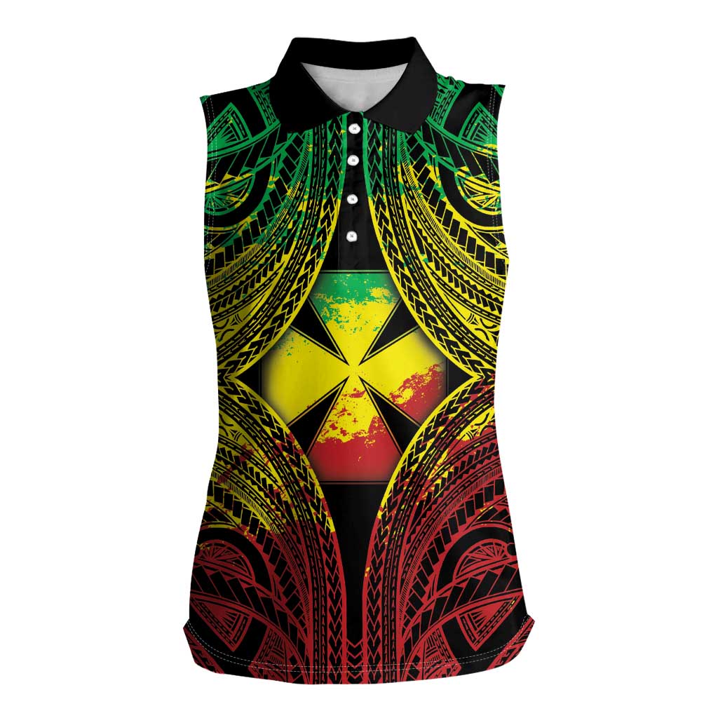 Personalised Wallis and Futuna Territory Day Women Sleeveless Polo Shirt Polynesian Pattern Simple Style LT05 Female Reggae - Polynesian Pride