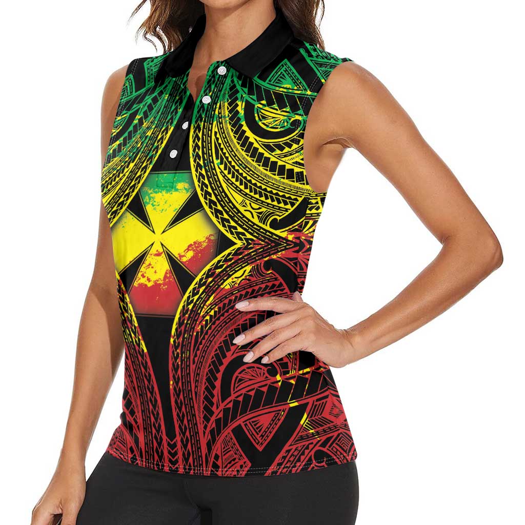 Personalised Wallis and Futuna Territory Day Women Sleeveless Polo Shirt Polynesian Pattern Simple Style LT05 - Polynesian Pride