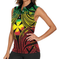 Personalised Wallis and Futuna Territory Day Women Sleeveless Polo Shirt Polynesian Pattern Simple Style LT05 - Polynesian Pride