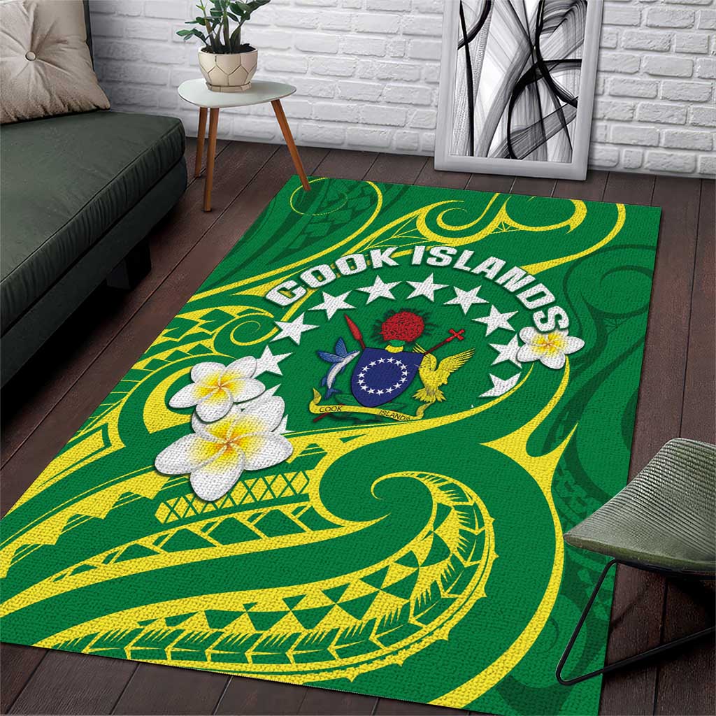 Cook Islands Happy Constitution Day Area Rug Pattern Tribal Art LT05 Green - Polynesian Pride
