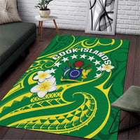 Cook Islands Happy Constitution Day Area Rug Pattern Tribal Art LT05 Green - Polynesian Pride