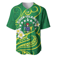 Cook Islands Happy Constitution Day Baseball Jersey Pattern Tribal Art LT05 Green - Polynesian Pride