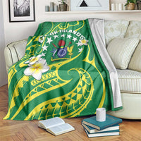 Cook Islands Happy Constitution Day Blanket Pattern Tribal Art LT05 Green - Polynesian Pride