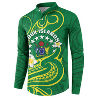 Cook Islands Happy Constitution Day Button Sweatshirt Pattern Tribal Art LT05 - Polynesian Pride