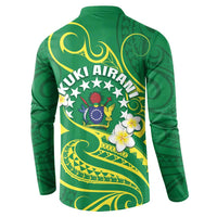 Cook Islands Happy Constitution Day Button Sweatshirt Pattern Tribal Art LT05 - Polynesian Pride