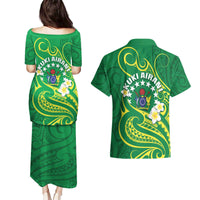 Cook Islands Happy Constitution Day Couples Matching Puletasi and Hawaiian Shirt Pattern Tribal Art