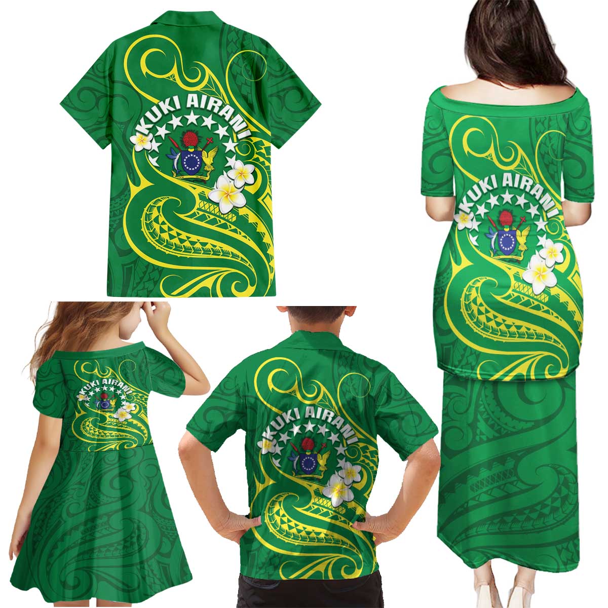 Cook Islands Happy Constitution Day Family Matching Puletasi and Hawaiian Shirt Pattern Tribal Art LT05 - Polynesian Pride