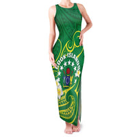 Cook Islands Happy Constitution Day Family Matching Tank Maxi Dress and Hawaiian Shirt Pattern Tribal Art LT05 Mom's Dress Green - Polynesian Pride