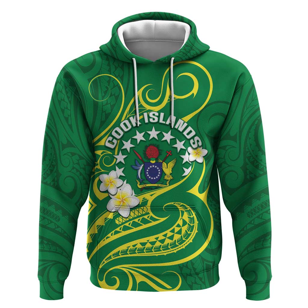 Cook Islands Happy Constitution Day Hoodie Pattern Tribal Art LT05 Pullover Hoodie Green - Polynesian Pride