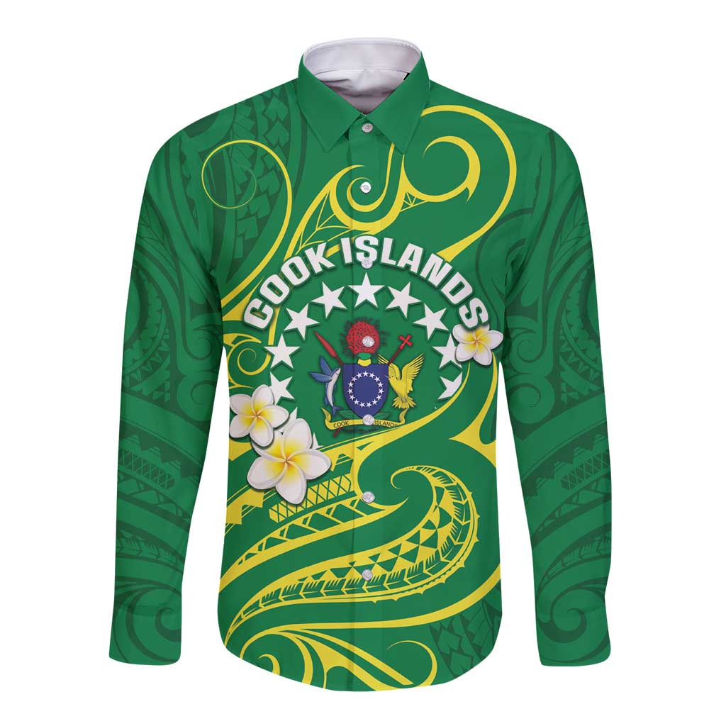 Cook Islands Happy Constitution Day Long Sleeve Button Shirt Pattern Tribal Art
