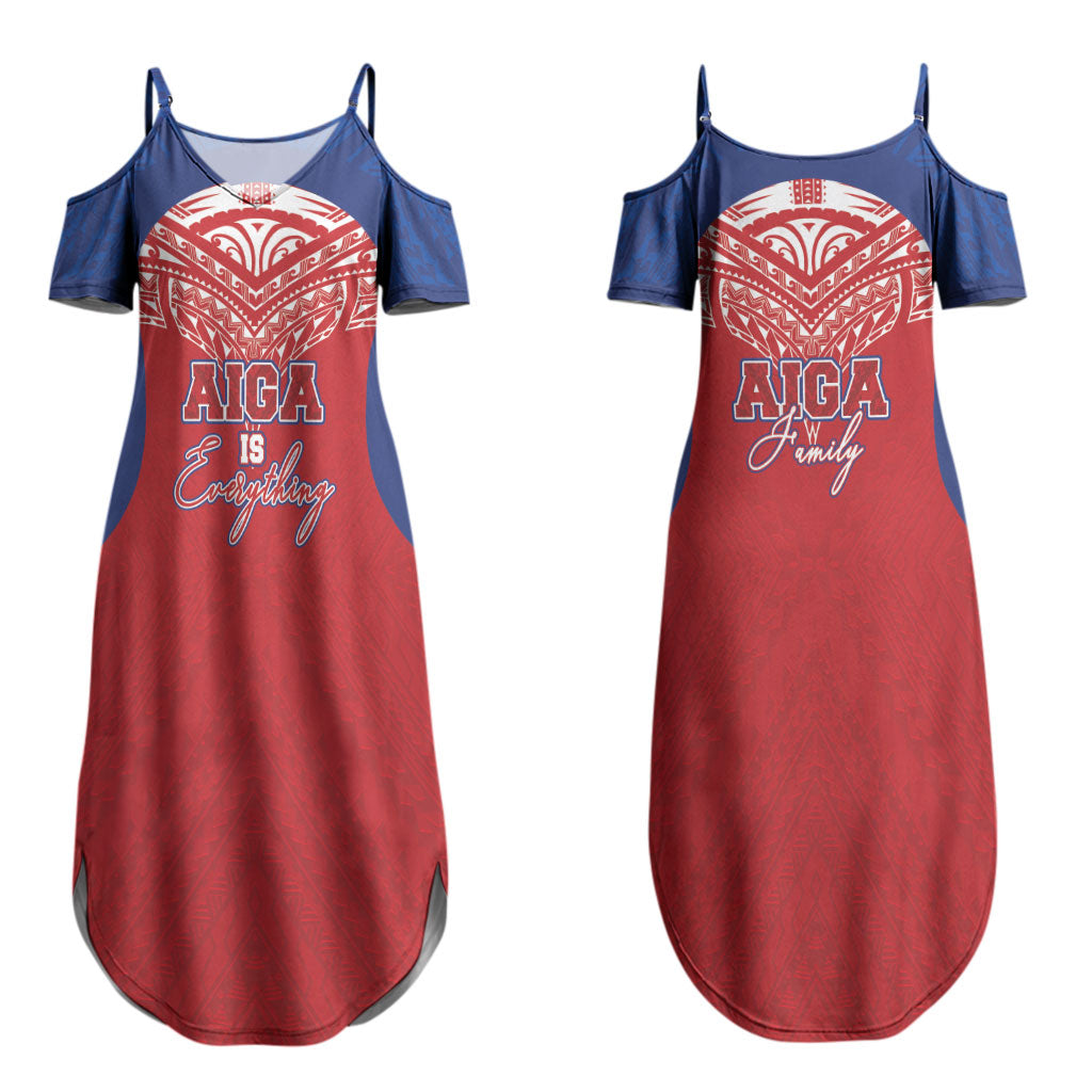 Aiga Samoa Couples Matching Summer Maxi Dress and Hawaiian Shirt Aiga Is Everything LT05 - Polynesian Pride