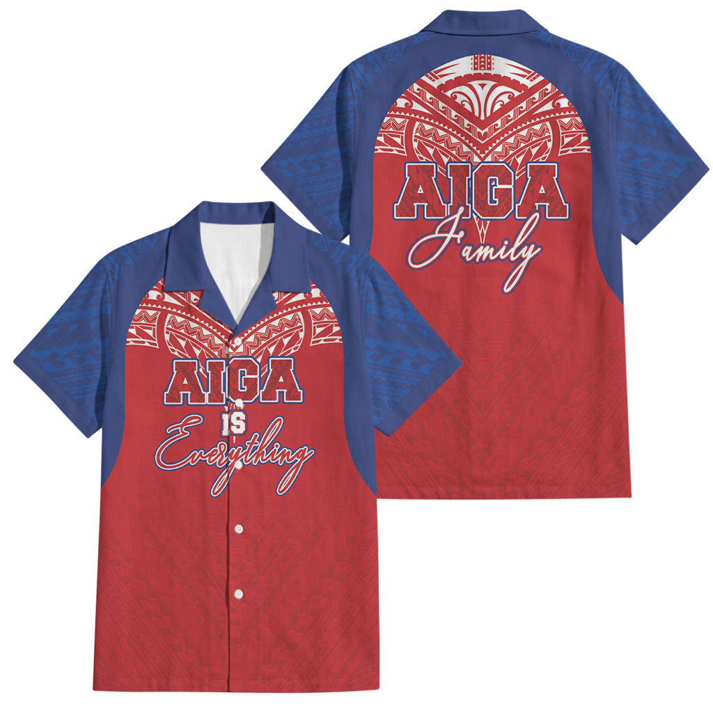Aiga Samoa Family Matching Long Sleeve Bodycon Dress and Hawaiian Shirt Aiga Is Everything LT05 Dad's Shirt - Short Sleeve Red - Polynesian Pride