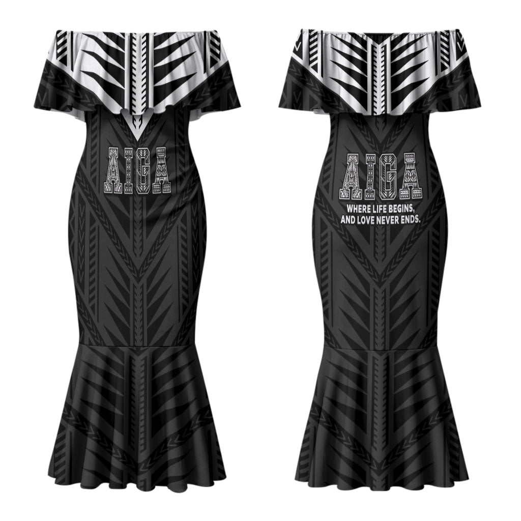 Samoa Aiga Couples Matching Mermaid Dress and Hawaiian Shirt Samoan Tribal Pattern LT05 - Polynesian Pride