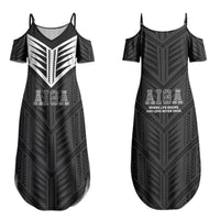 Samoa Aiga Couples Matching Summer Maxi Dress and Hawaiian Shirt Samoan Tribal Pattern LT05 - Polynesian Pride