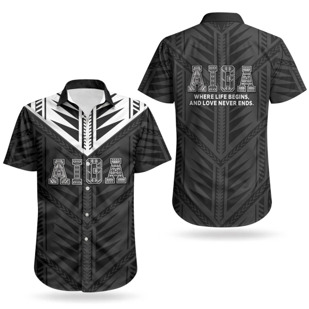 Samoa Aiga Couples Matching Tank Maxi Dress and Hawaiian Shirt Samoan Tribal Pattern LT05 - Polynesian Pride