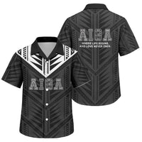 Samoa Aiga Family Matching Off Shoulder Short Dress and Hawaiian Shirt Samoan Tribal Pattern LT05 Son's Shirt Black - Polynesian Pride
