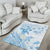 Polynesia Hammerhead Shark Area Rug Tropical Flowers Tribal Pattern Blue