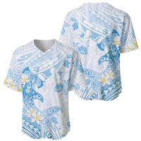 Polynesia Hammerhead Shark Baseball Jersey Tropical Flowers Tribal Pattern Blue LT05 - Polynesian Pride