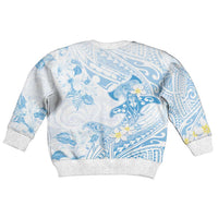 Polynesia Hammerhead Shark Kid Ugly Christmas Sweater Tropical Flowers Tribal Pattern Blue LT05 - Polynesian Pride