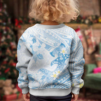 Polynesia Hammerhead Shark Kid Ugly Christmas Sweater Tropical Flowers Tribal Pattern Blue LT05 - Polynesian Pride