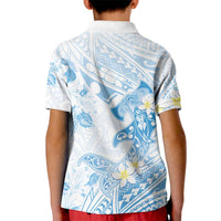 Polynesia Hammerhead Shark Kid Polo Shirt Tropical Flowers Tribal Pattern Blue LT05 - Polynesian Pride