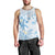 Polynesia Hammerhead Shark Men Tank Top Tropical Flowers Tribal Pattern Blue