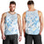 Polynesia Hammerhead Shark Men Tank Top Tropical Flowers Tribal Pattern Blue