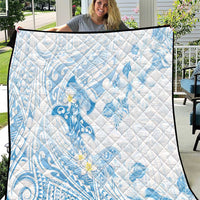 Polynesia Hammerhead Shark Quilt Tropical Flowers Tribal Pattern Blue LT05 Blue - Polynesian Pride