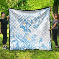 Polynesia Hammerhead Shark Quilt Tropical Flowers Tribal Pattern Blue LT05 - Polynesian Pride
