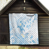Polynesia Hammerhead Shark Quilt Tropical Flowers Tribal Pattern Blue LT05 - Polynesian Pride