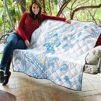 Polynesia Hammerhead Shark Quilt Tropical Flowers Tribal Pattern Blue LT05 - Polynesian Pride