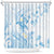 Polynesia Hammerhead Shark Shower Curtain Tropical Flowers Tribal Pattern Blue