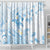 Polynesia Hammerhead Shark Shower Curtain Tropical Flowers Tribal Pattern Blue