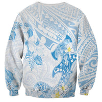 Polynesia Hammerhead Shark Sweatshirt Tropical Flowers Tribal Pattern Blue LT05 - Polynesian Pride