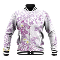 Polynesia Hammerhead Shark Baseball Jacket Tropical Flowers Tribal Pattern Lavender LT05 Unisex Purple - Polynesian Pride