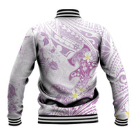 Polynesia Hammerhead Shark Baseball Jacket Tropical Flowers Tribal Pattern Lavender LT05 - Polynesian Pride
