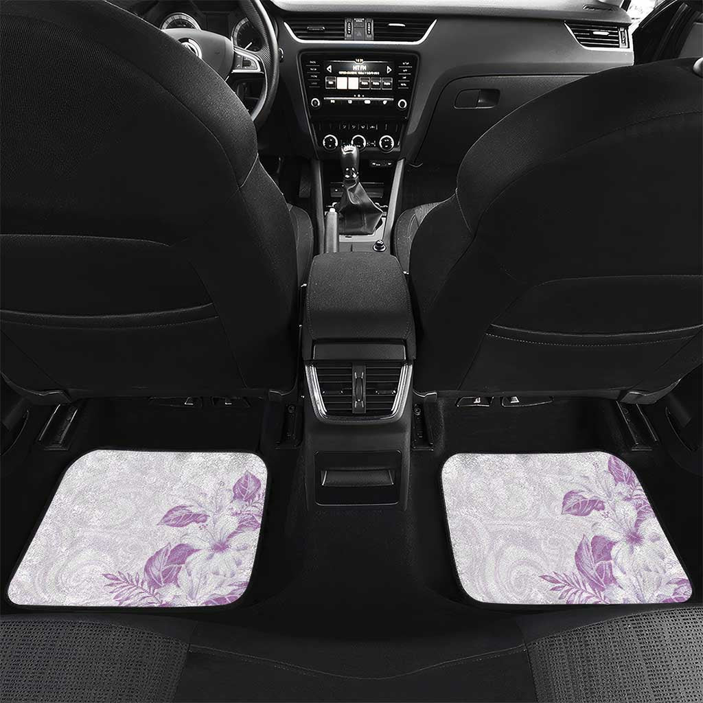 Polynesia Hammerhead Shark Car Mats Tropical Flowers Tribal Pattern Lavender