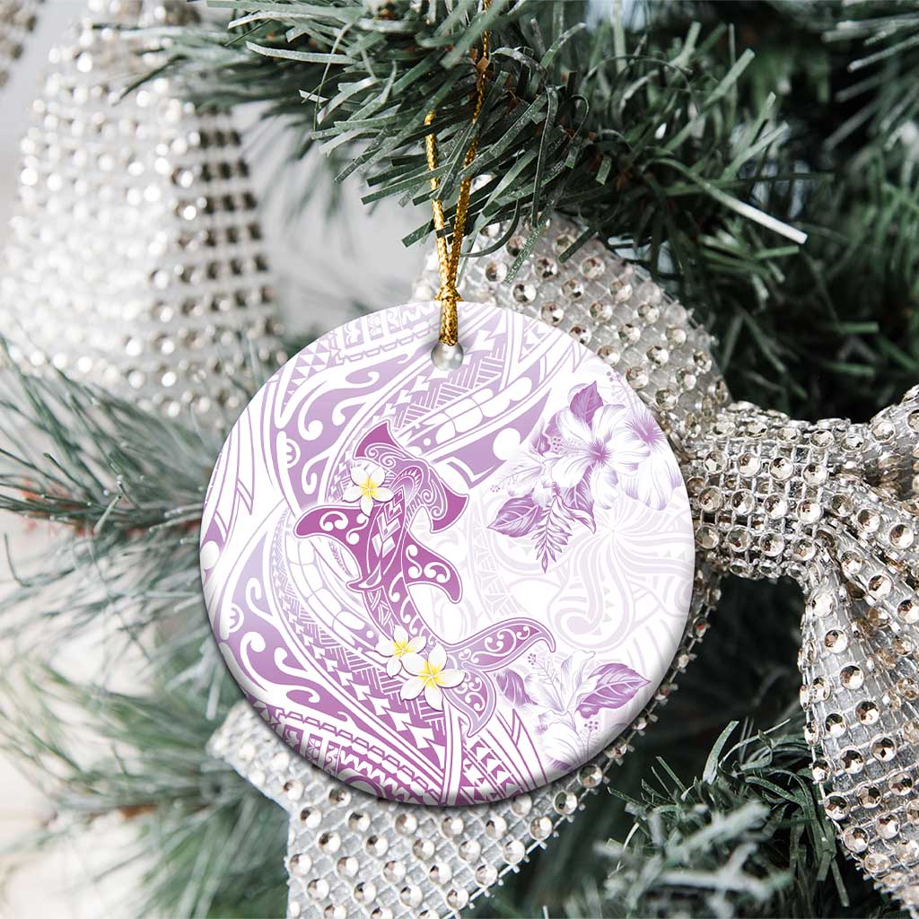 Polynesia Hammerhead Shark Ceramic Ornament Tropical Flowers Tribal Pattern Lavender LT05 - Polynesian Pride