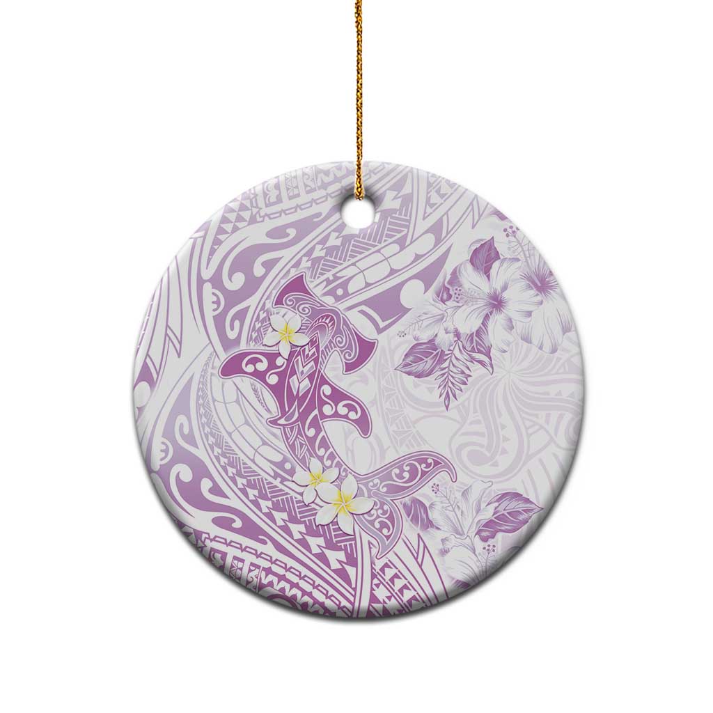 Polynesia Hammerhead Shark Ceramic Ornament Tropical Flowers Tribal Pattern Lavender LT05 - Polynesian Pride