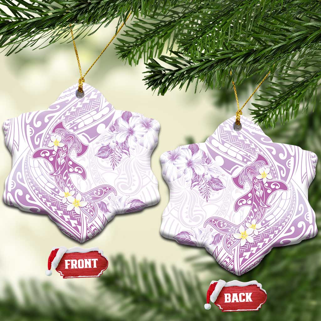 Polynesia Hammerhead Shark Ceramic Ornament Tropical Flowers Tribal Pattern Lavender LT05 Snow Flake Purple - Polynesian Pride